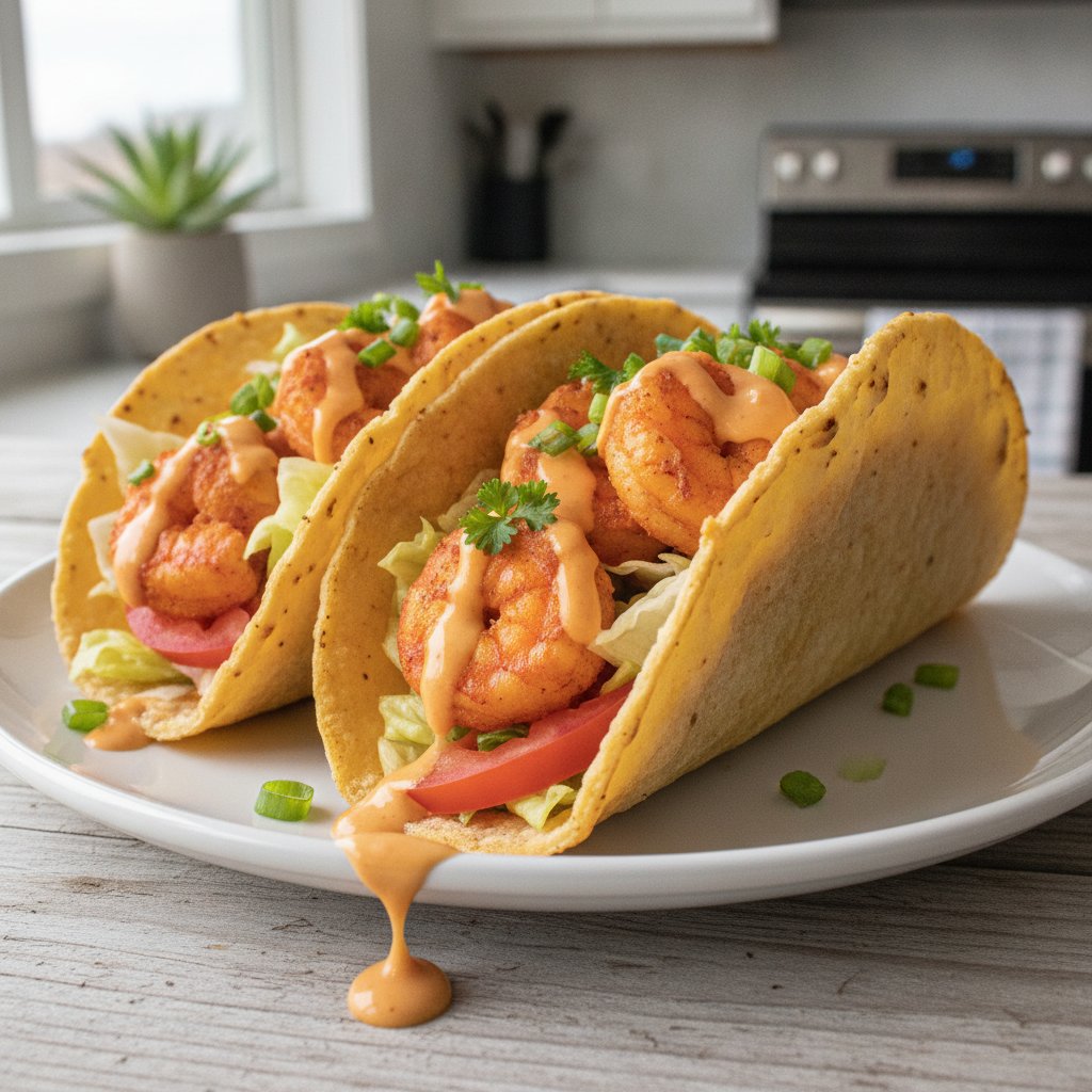 Air-Fried Cajun Shrimp Po' Boy Tacos