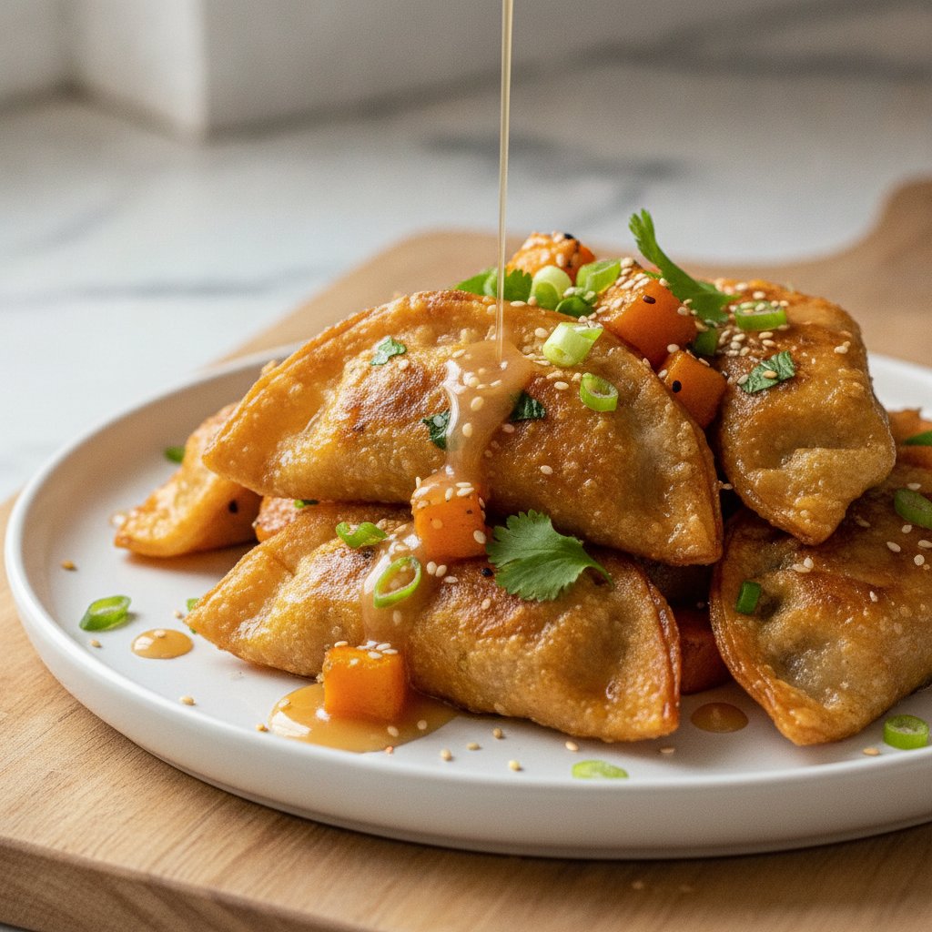 Empanadillas de pollo y calabaza al aire