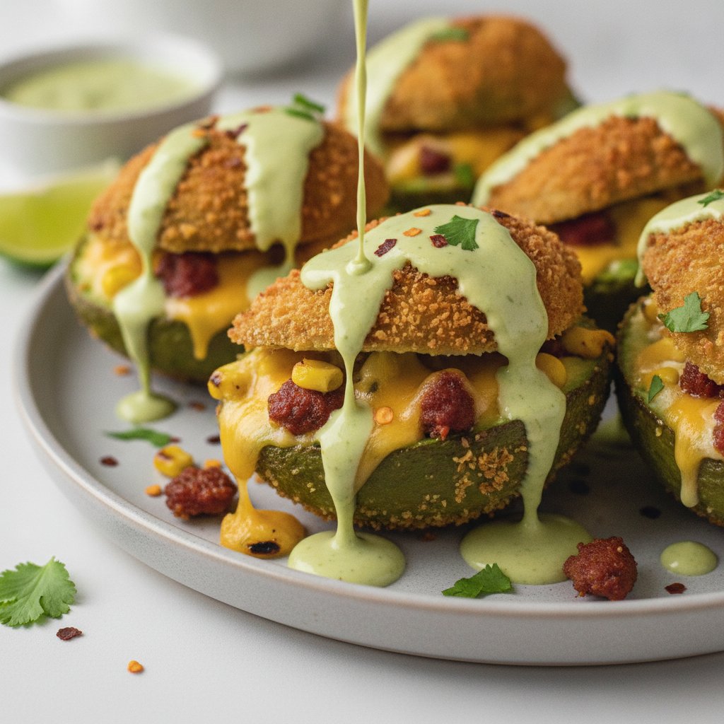 Air Fryer Stuffed Avocado Bites with Spicy Lime Aioli