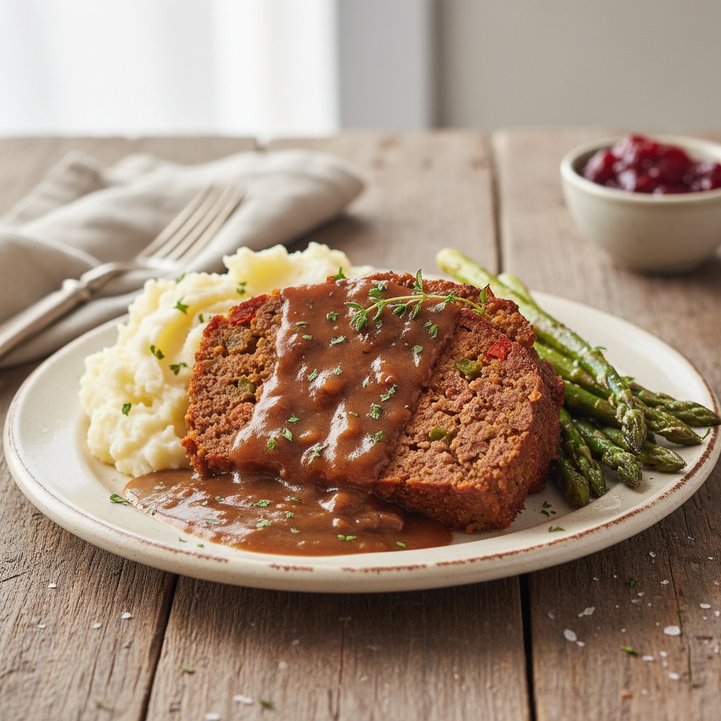 American All-American Meatloaf with Brown Gravy