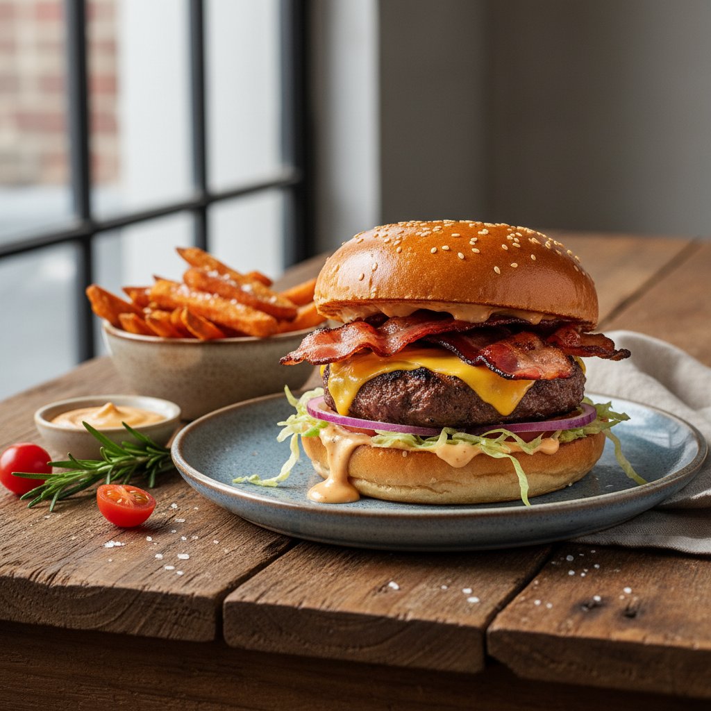 American Bacon Cheeseburger with Secret Sauce