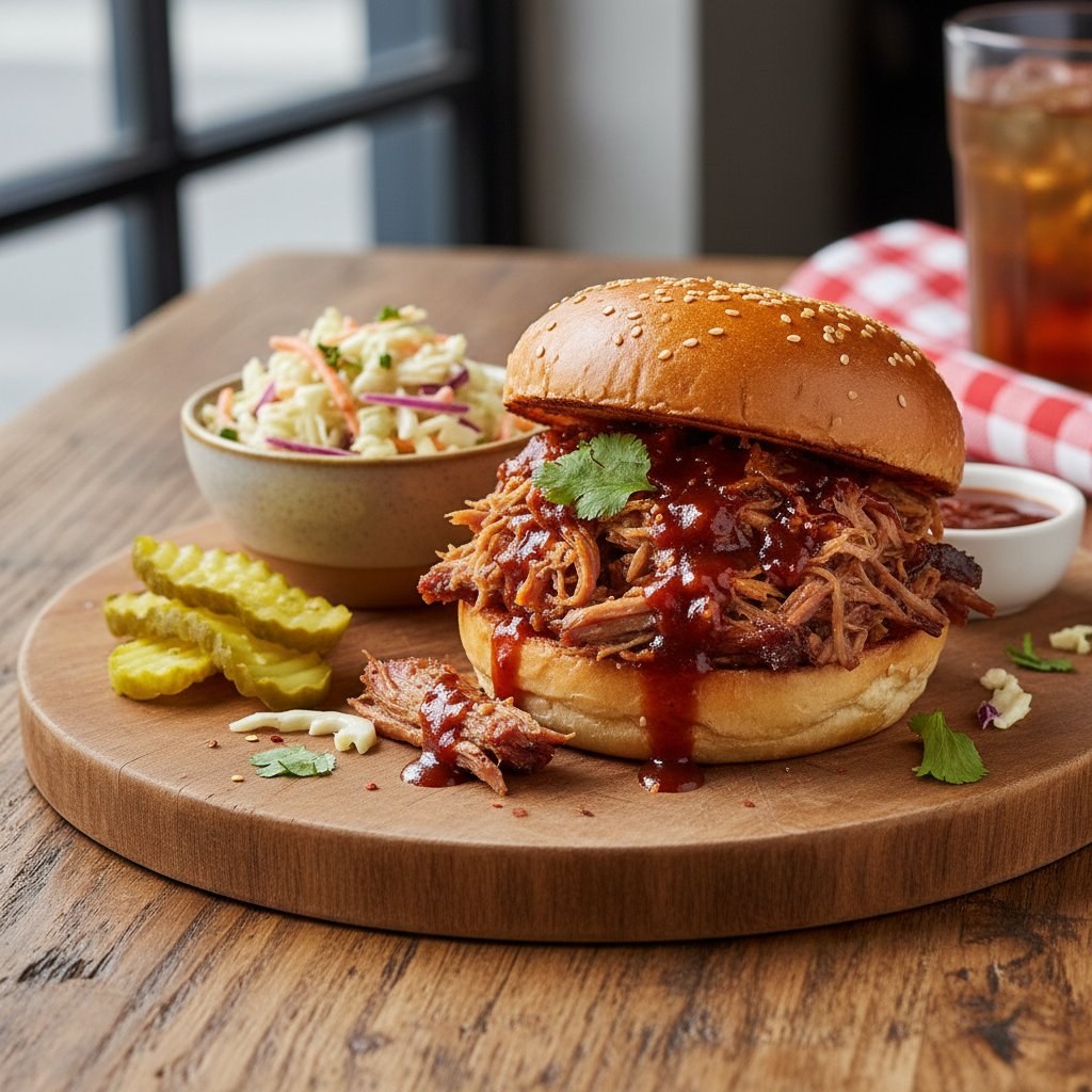 American BBQ Pulled Pork Sandwich with Coleslaw