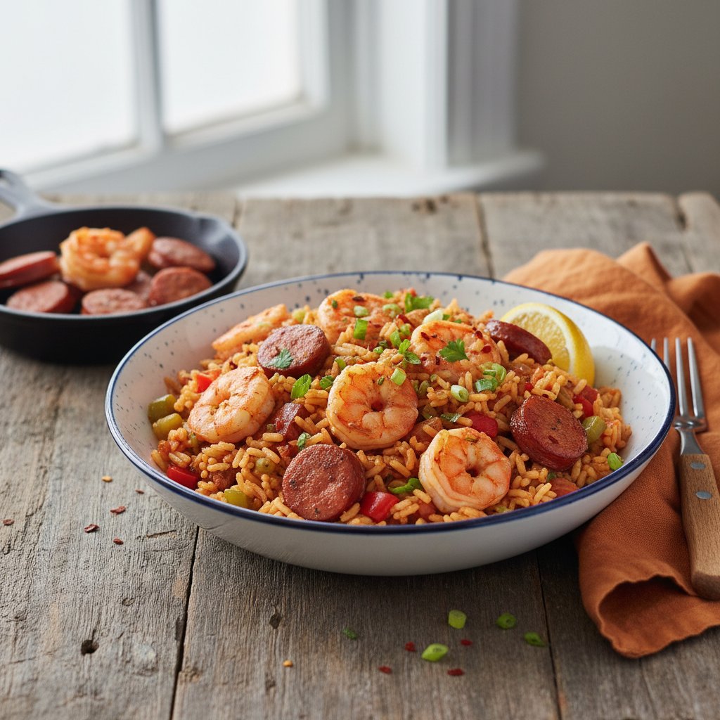 American Cajun Jambalaya with Sausage and Shrimp