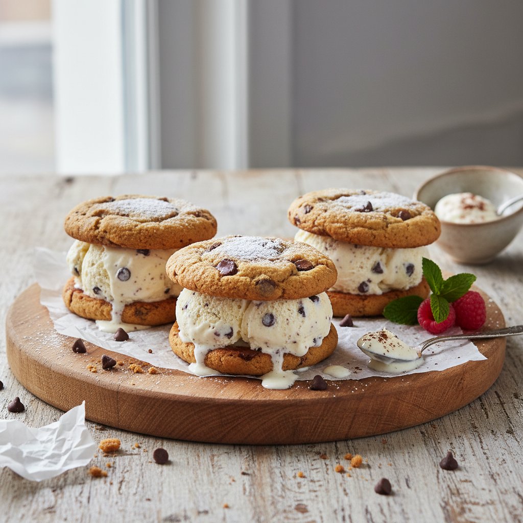 American Chocolate Chip Cookie Ice Cream Sandwiches