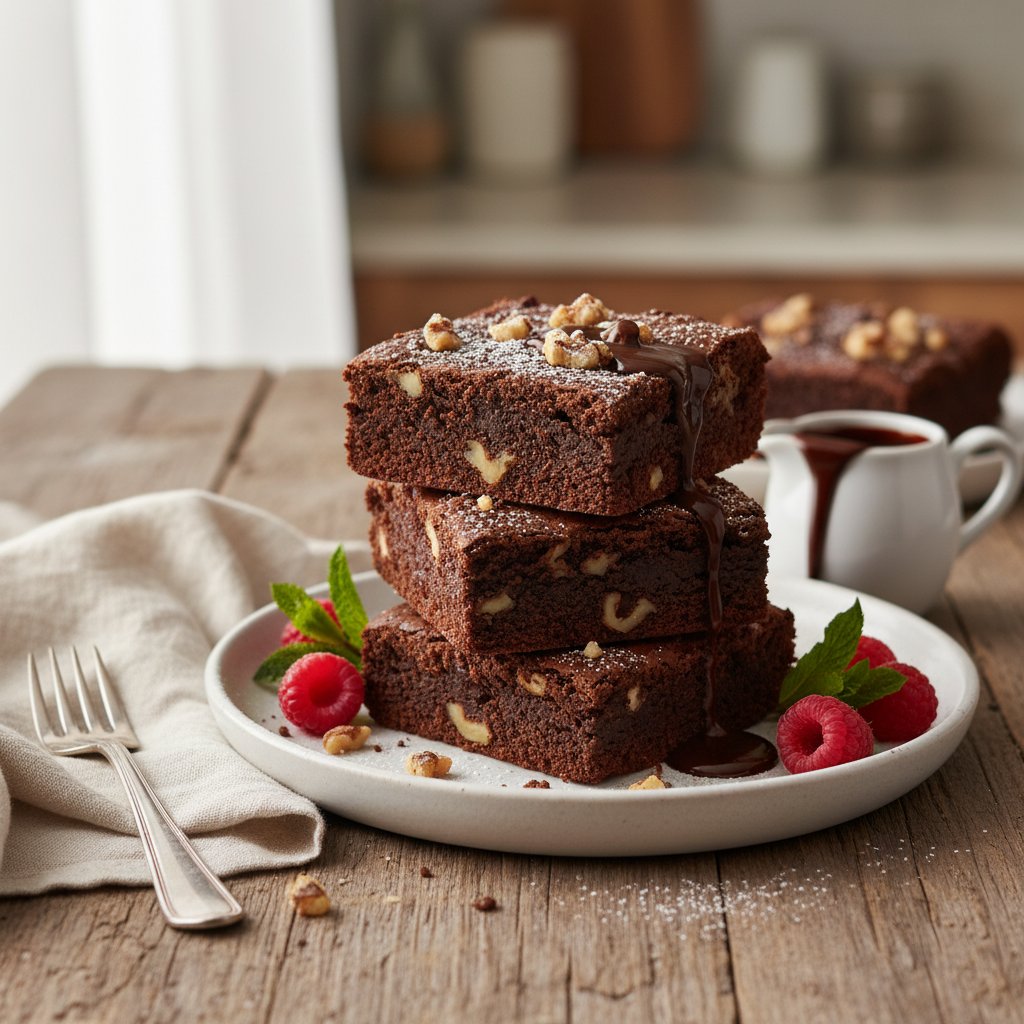 American Double Chocolate Brownies with Walnuts