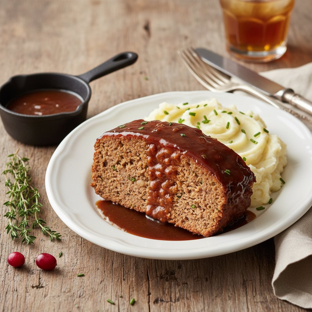 American Meatloaf with Mashed Potatoes