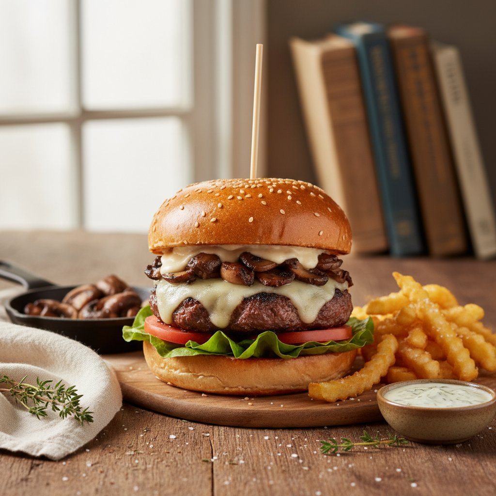 American Mushroom and Swiss Burger