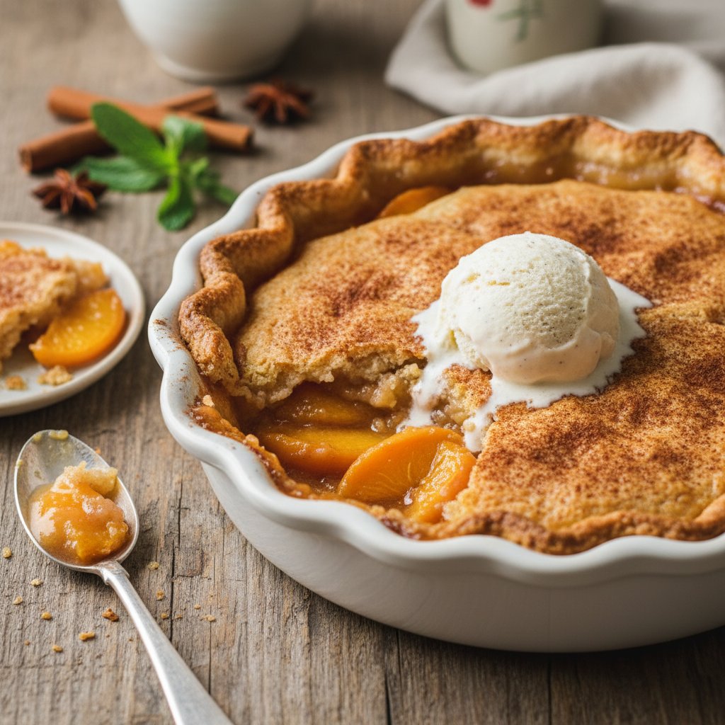American Peach Cobbler with Cinnamon