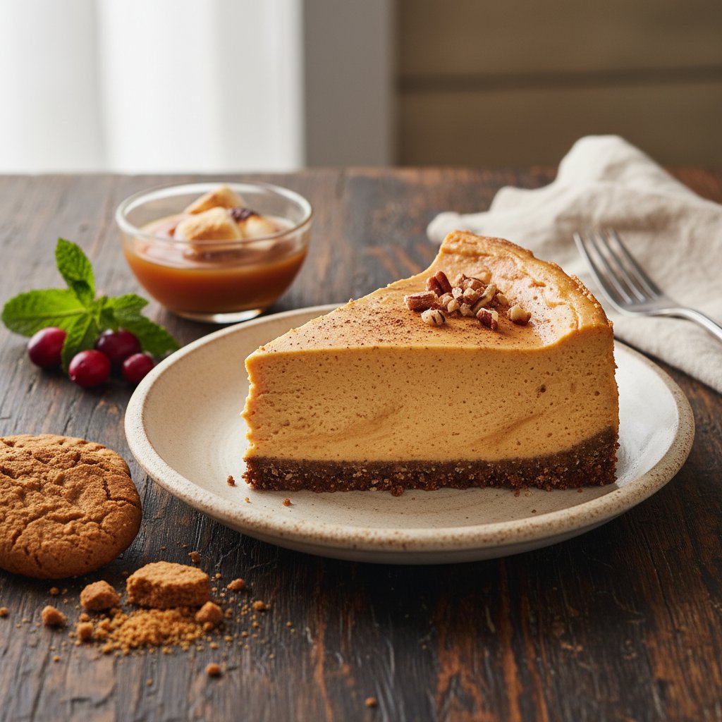 American Pumpkin Cheesecake with Gingersnap Crust