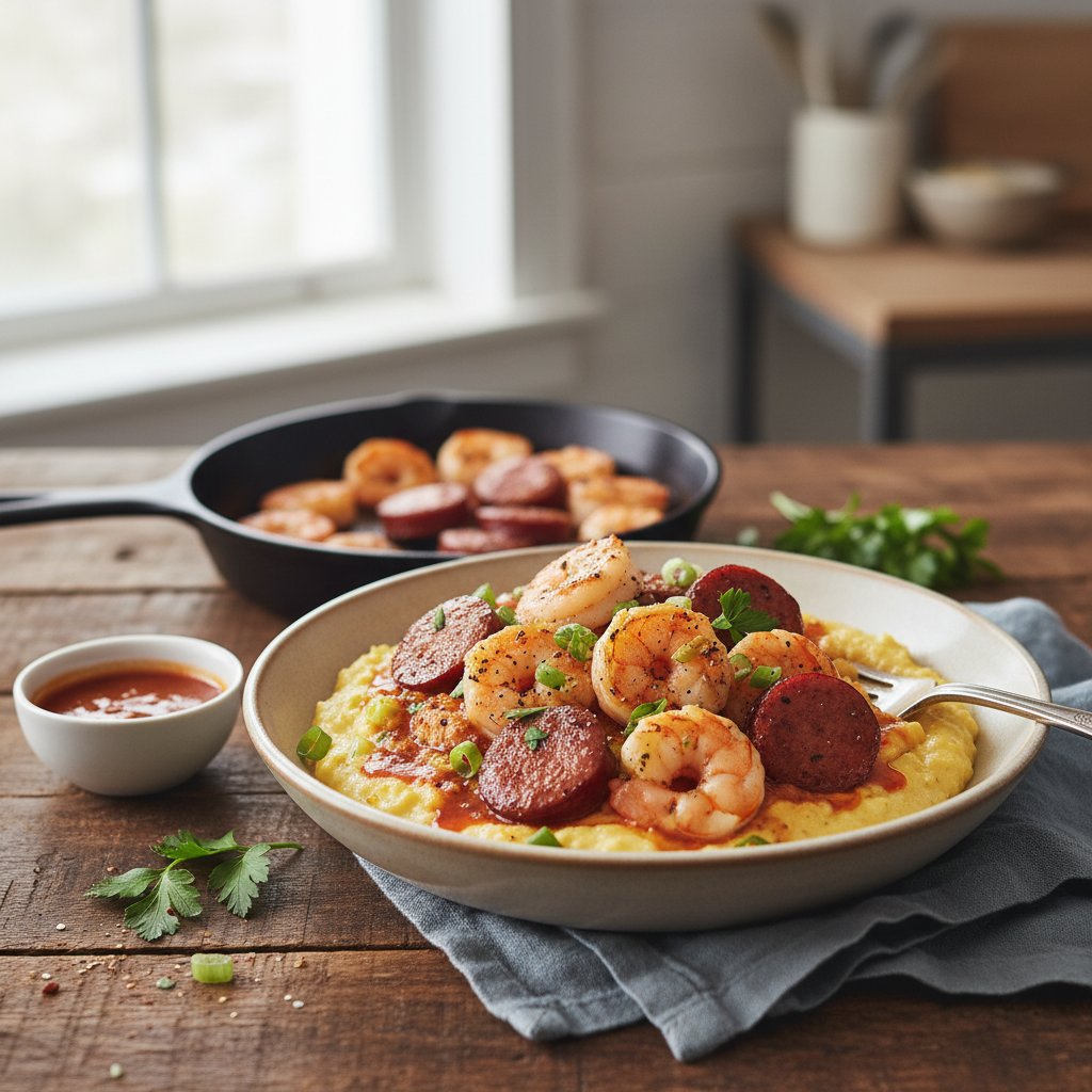 American Shrimp and Grits with Andouille Sausage