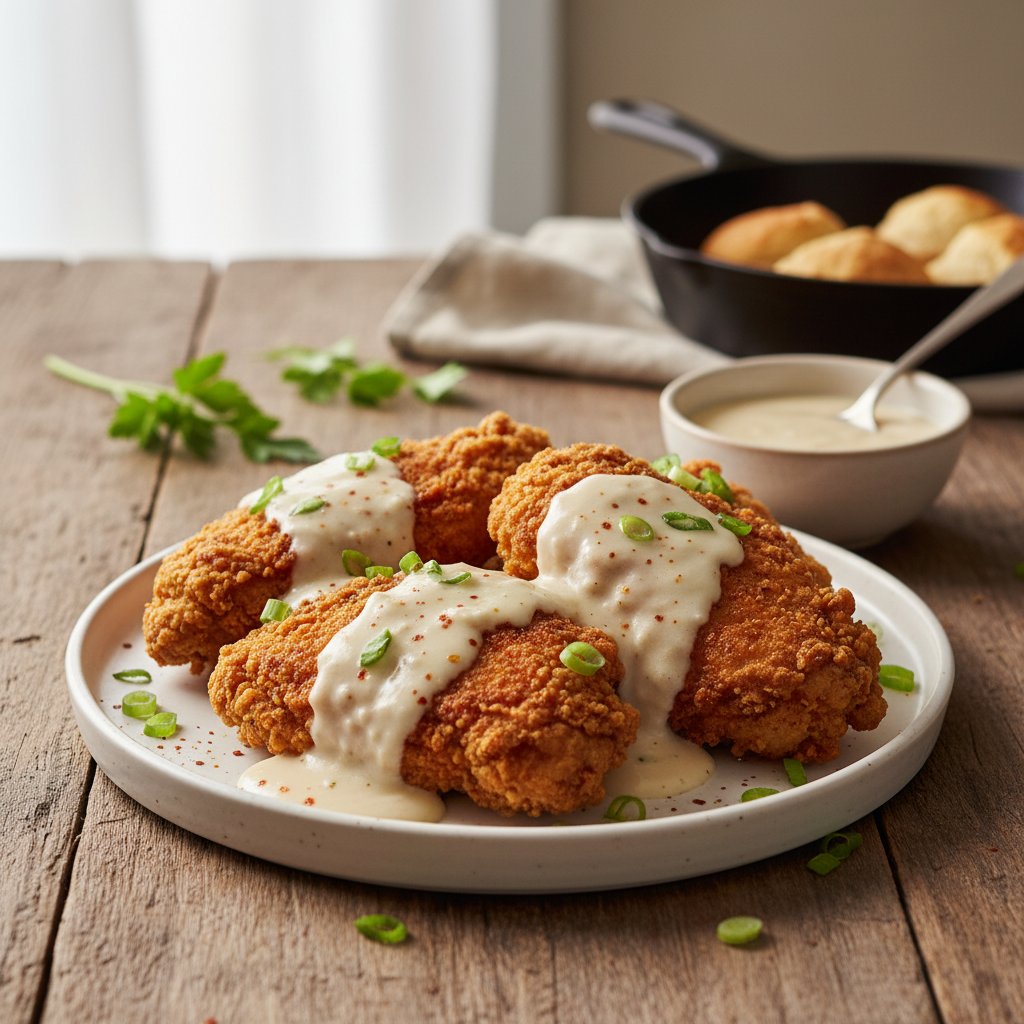 American Southern Fried Chicken with Gravy
