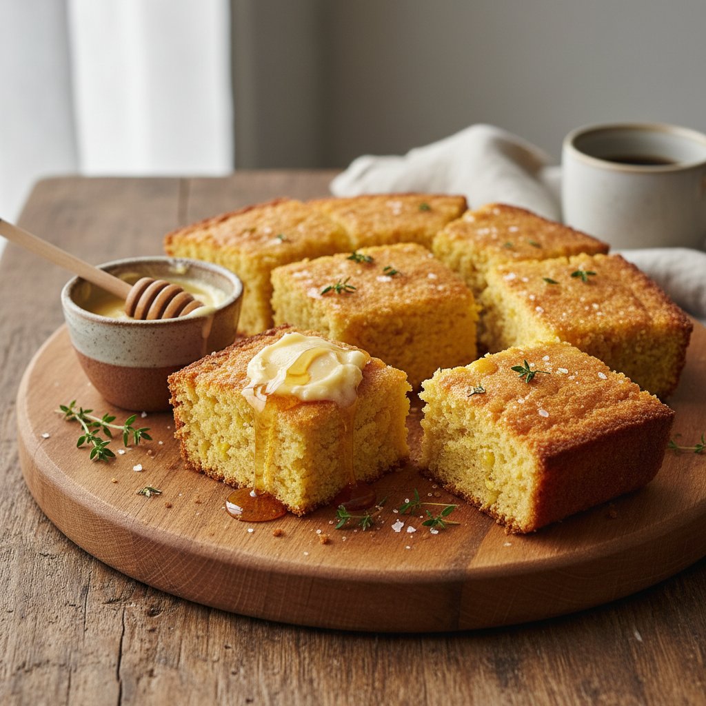 American Sweet Cornbread with Honey Butter