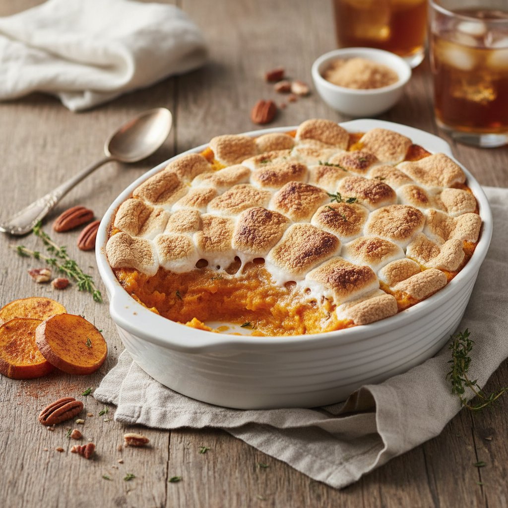 American Sweet Potato Casserole with Marshmallows