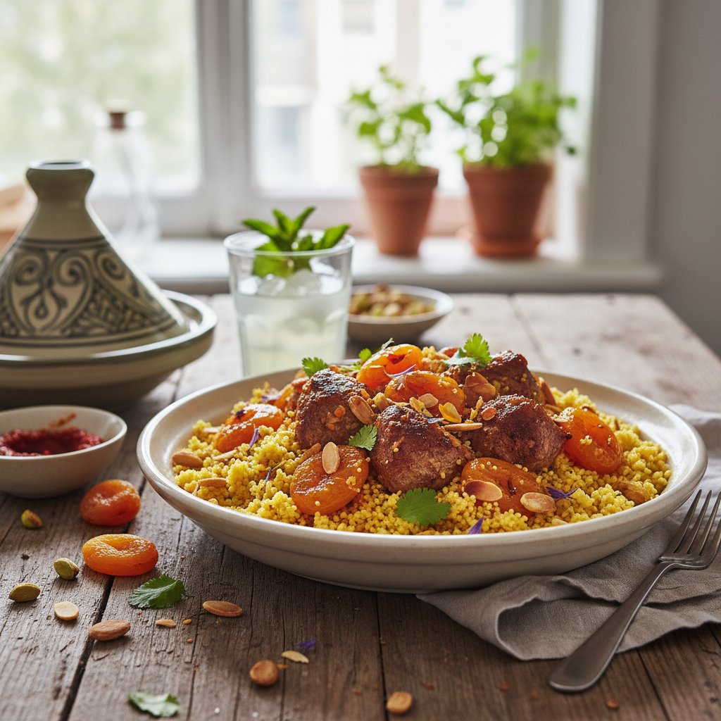 Aromatic Saffron Couscous with Fragrant Lamb and Apricots