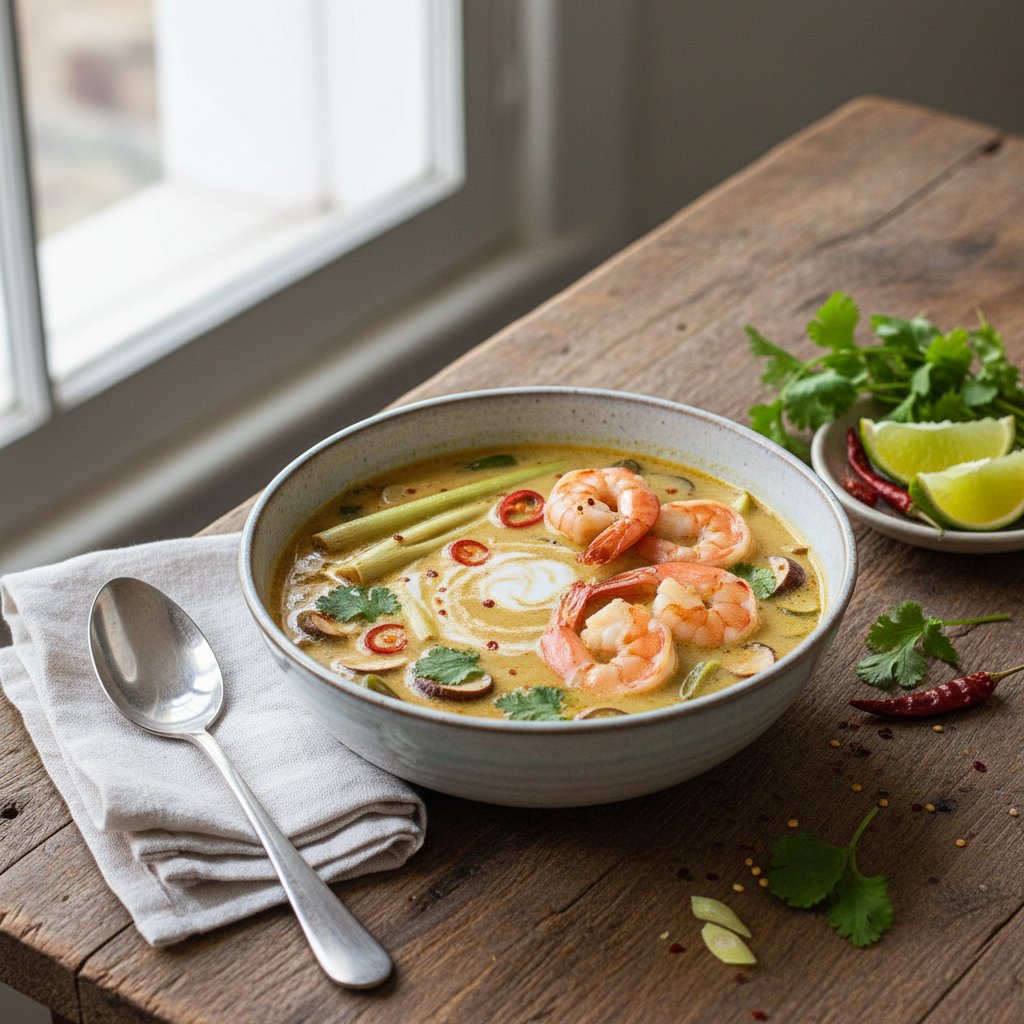 Asian Coconut Lemongrass Soup with Shrimp