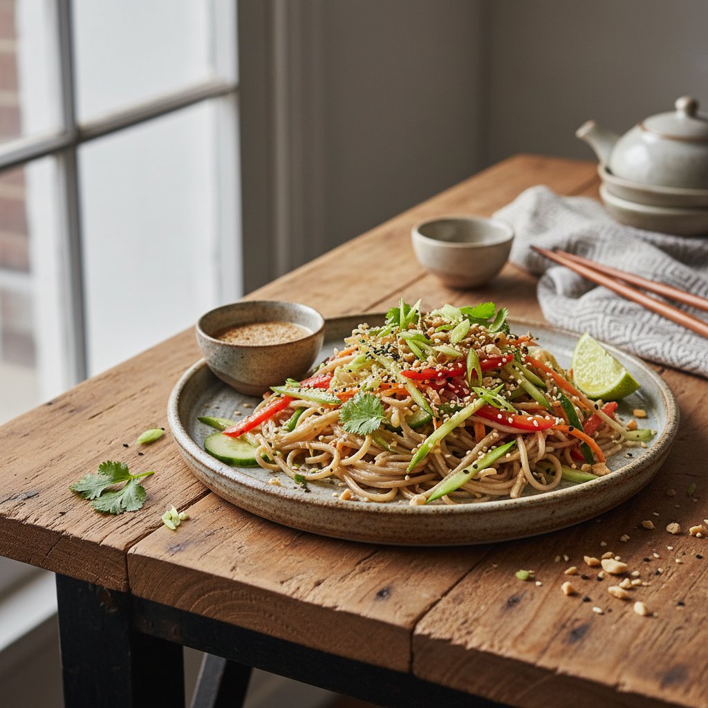 Asian Soba Noodle Salad with Sesame Dressing