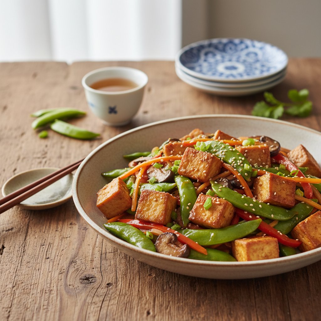 Asian Stir-Fried Tofu with Snow Peas