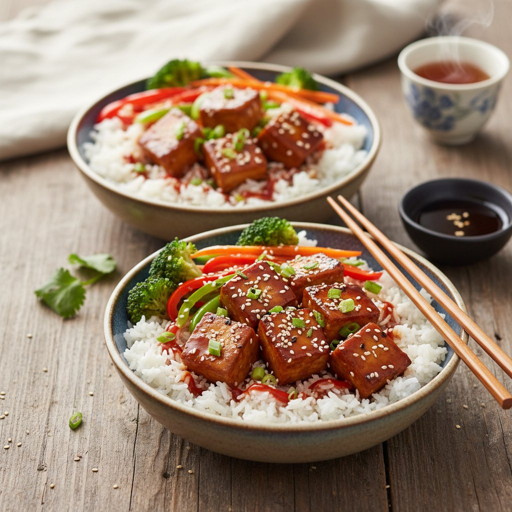 Asian Teriyaki Glazed Tofu Bowls