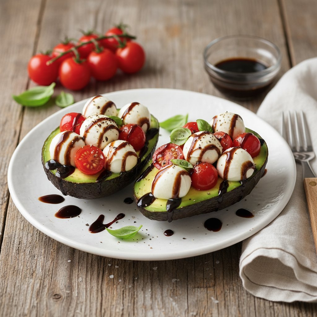 Balsamic Glazed Caprese Stuffed Avocados
