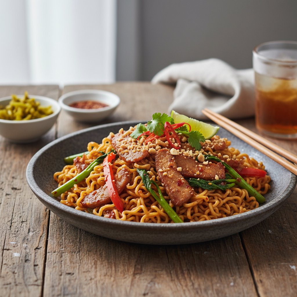 Bangkok Night Market Spicy Pork Noodle Stir-Fry