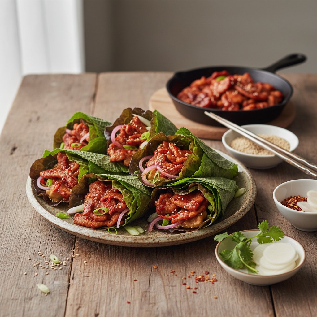 Bold Korean Spicy Pork Bulgogi Wraps