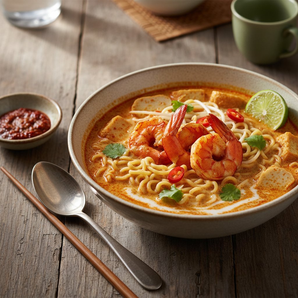 Bold Malaysian Laksa with Spicy Shrimp and Lime
