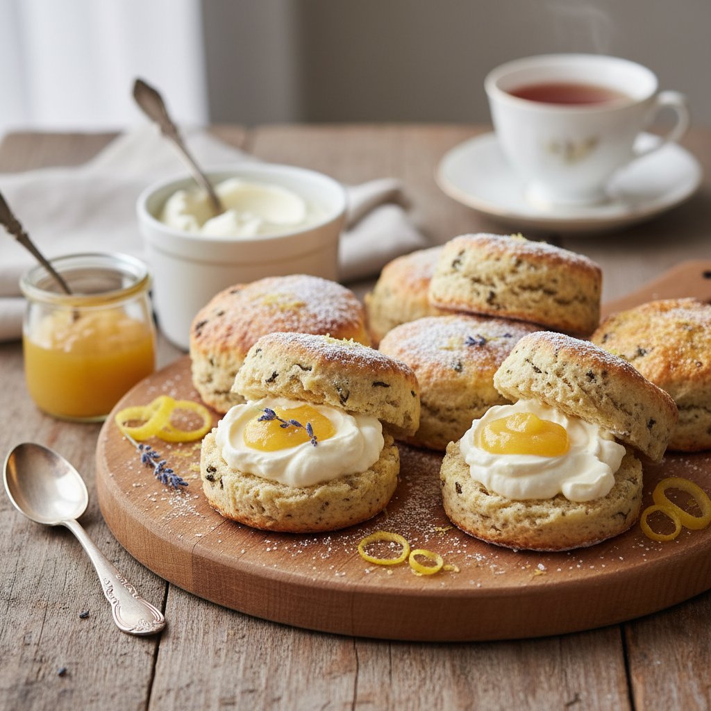 British Earl Grey Lemon Scones with Clotted Cream