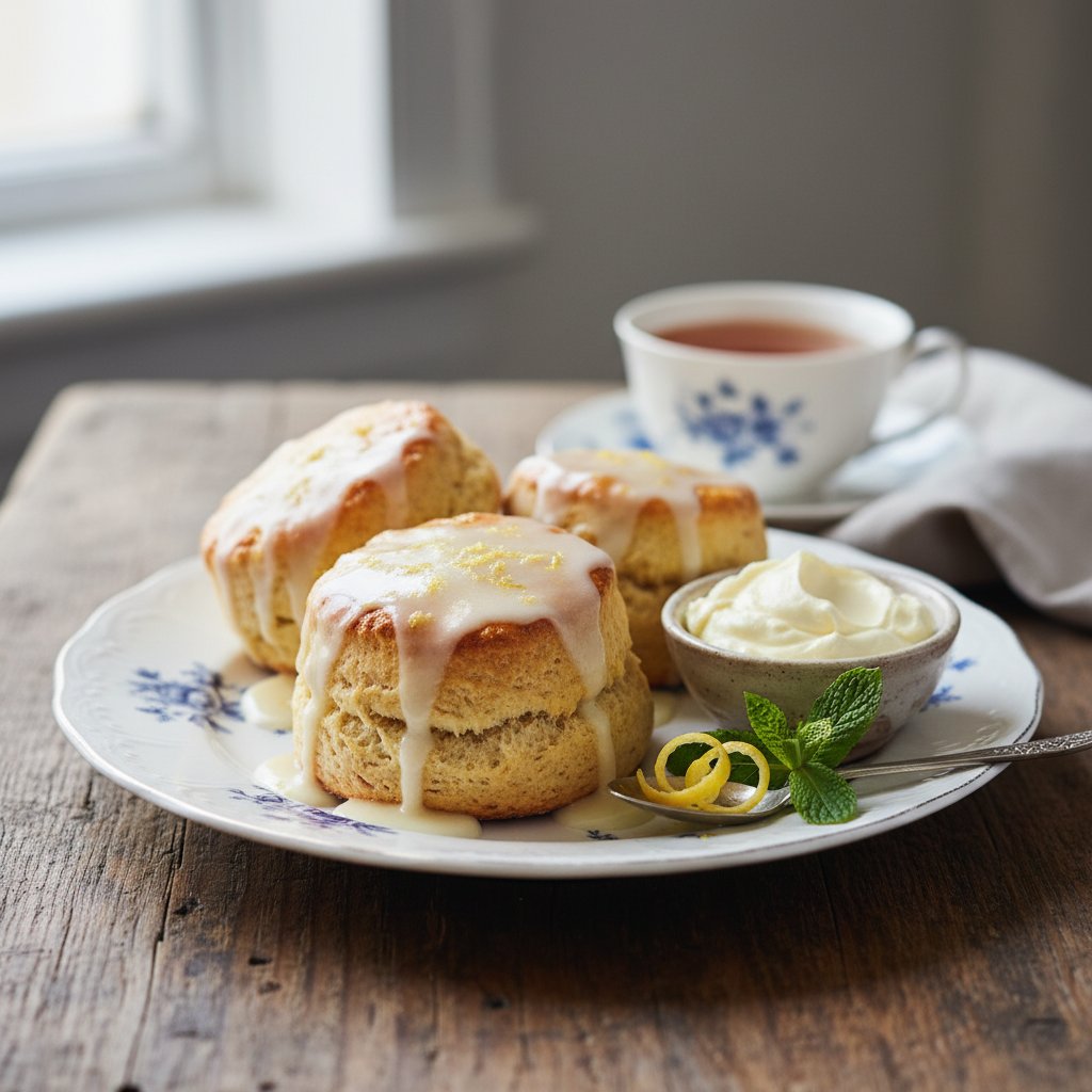 British Lemon Drizzle Scones with Clotted Cream