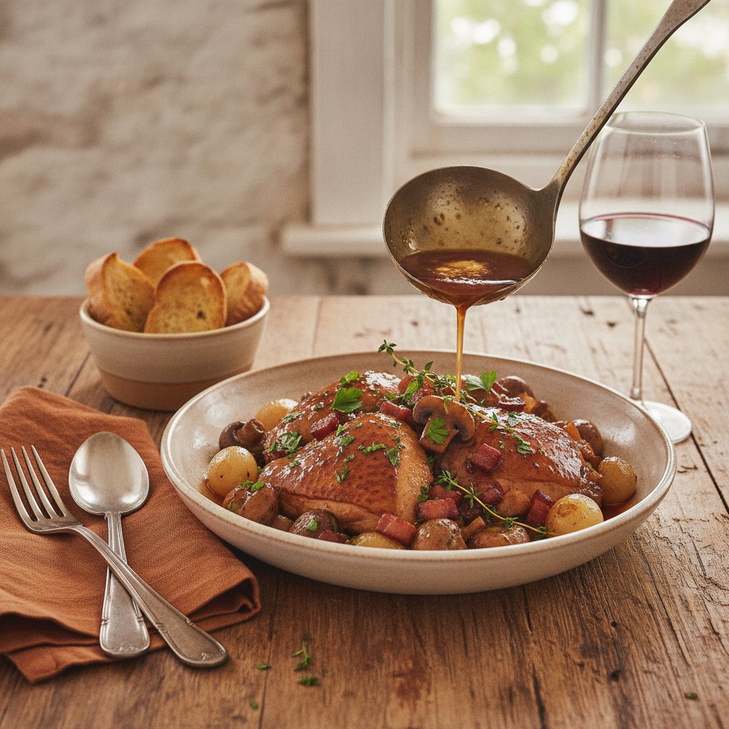 Butter-Basted Coq au Vin with Pearl Onions