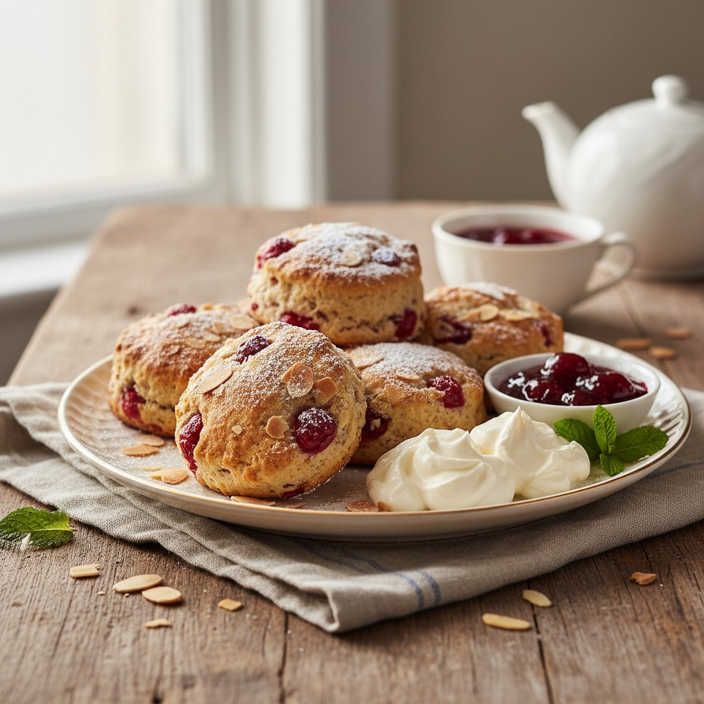 Buttery British Cherry and Almond Scones