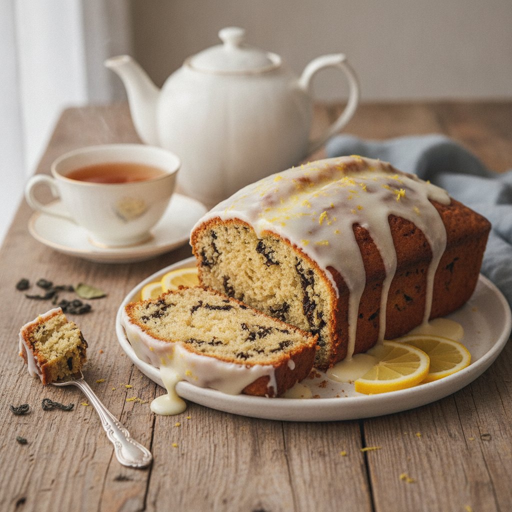 Buttery British Earl Grey Tea Loaf with Lemon Drizzle
