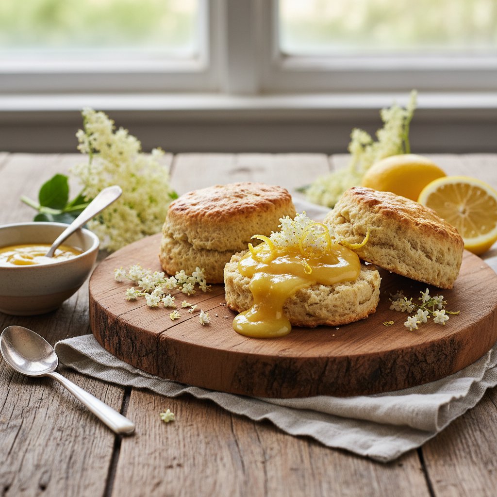 Buttery Elderflower Scones with Lemon Curd