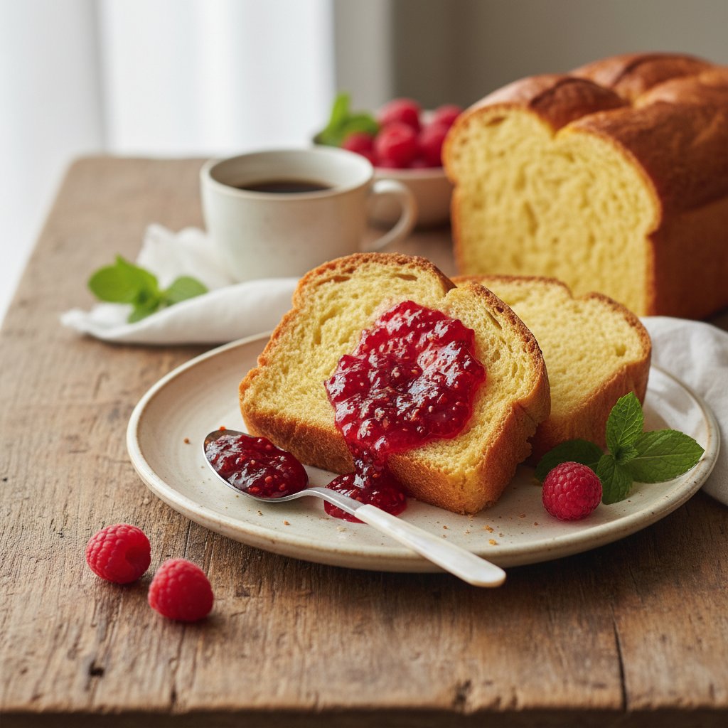 Buttery French Brioche Bread with Jam