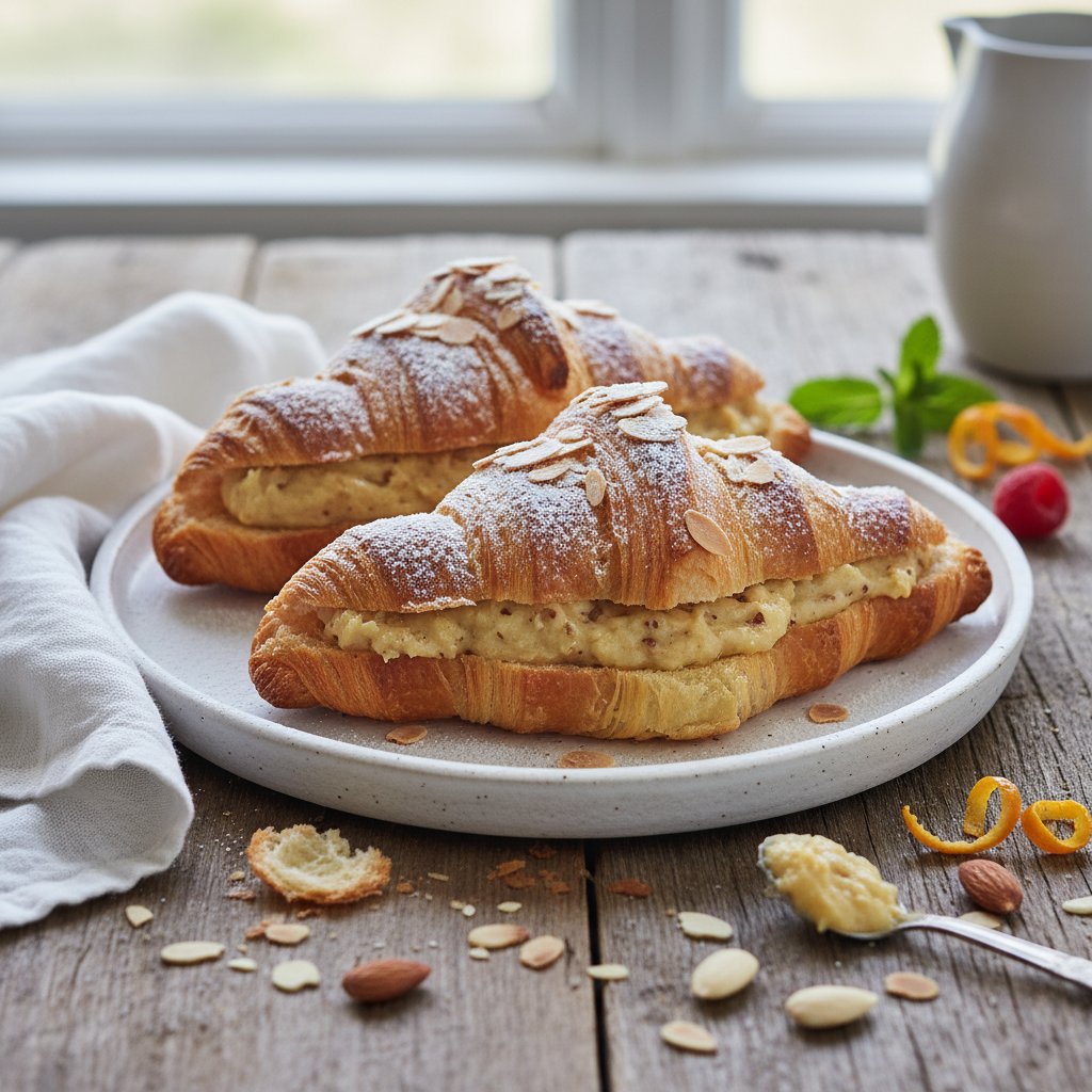 Buttery French Croissants with Almond Filling