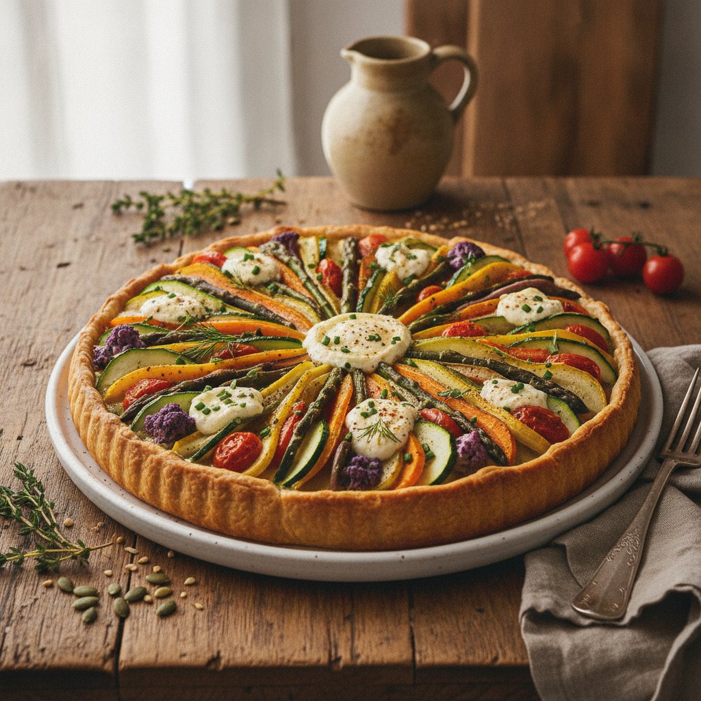 California Harvest Vegetable Tart with Herbed Goat Cheese