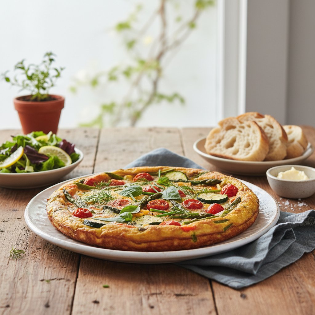 California Sunshine Garden Frittata with Seasonal Vegetables and Herbs