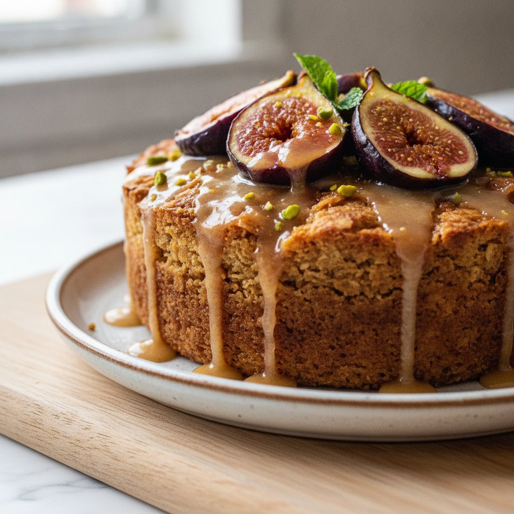 Caramelized Fig and Cardamom Baked Oats Cake