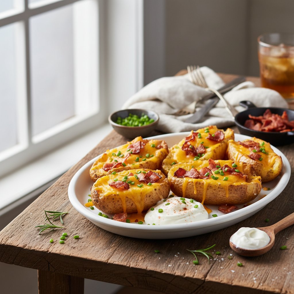 Cheesy Bacon and Chive Potato Skins