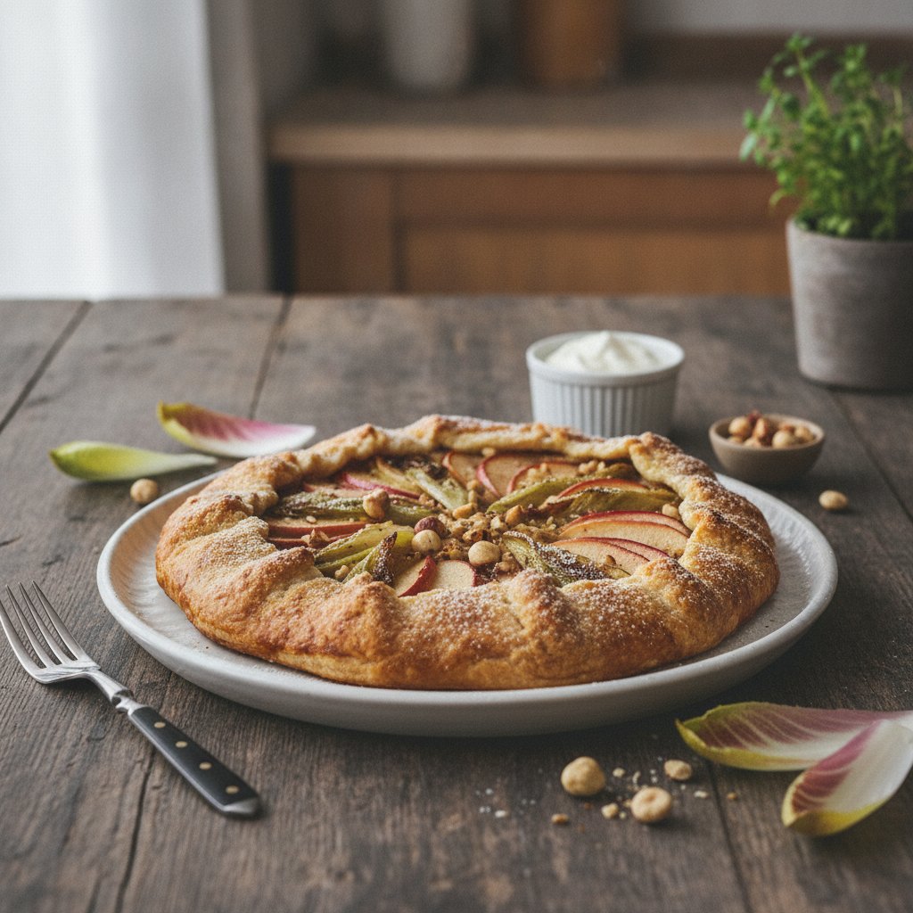 Chicory and Apple Galette with Hazelnut Frangipane