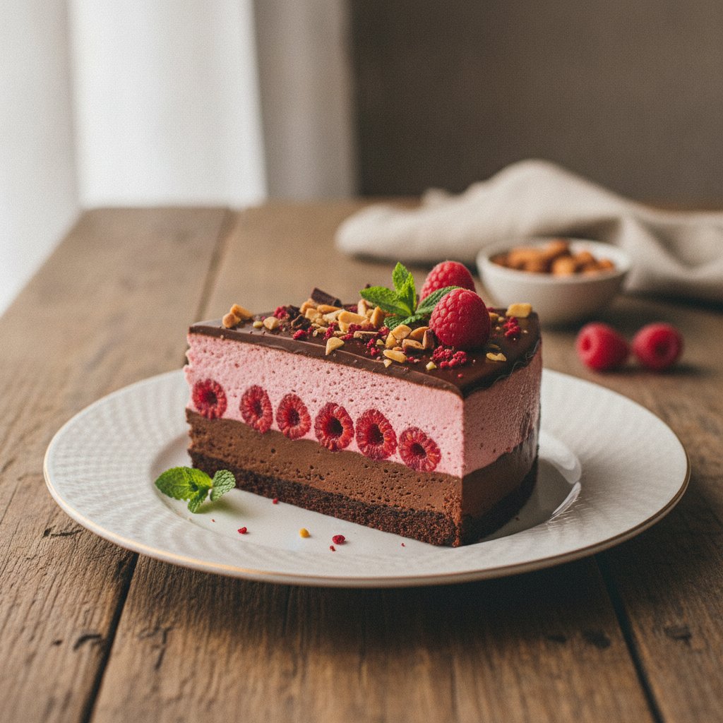 Chocolat Framboise Cloud Cake with Almond Praline