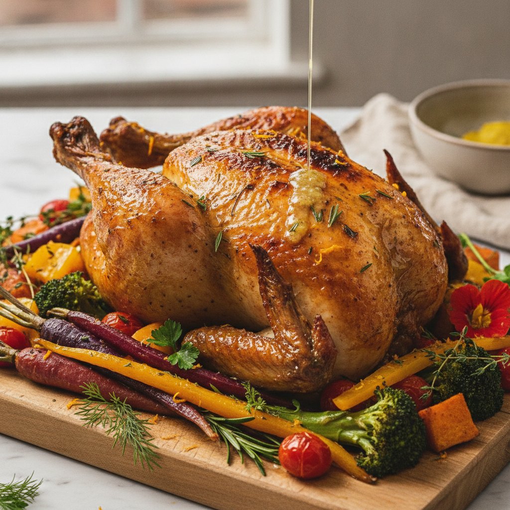 Citrus-Herb Roasted Chicken with Rainbow Veggie Medley