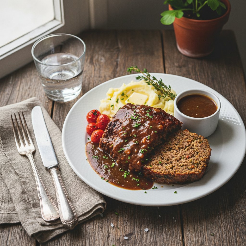 Classic American Meatloaf with Gravy