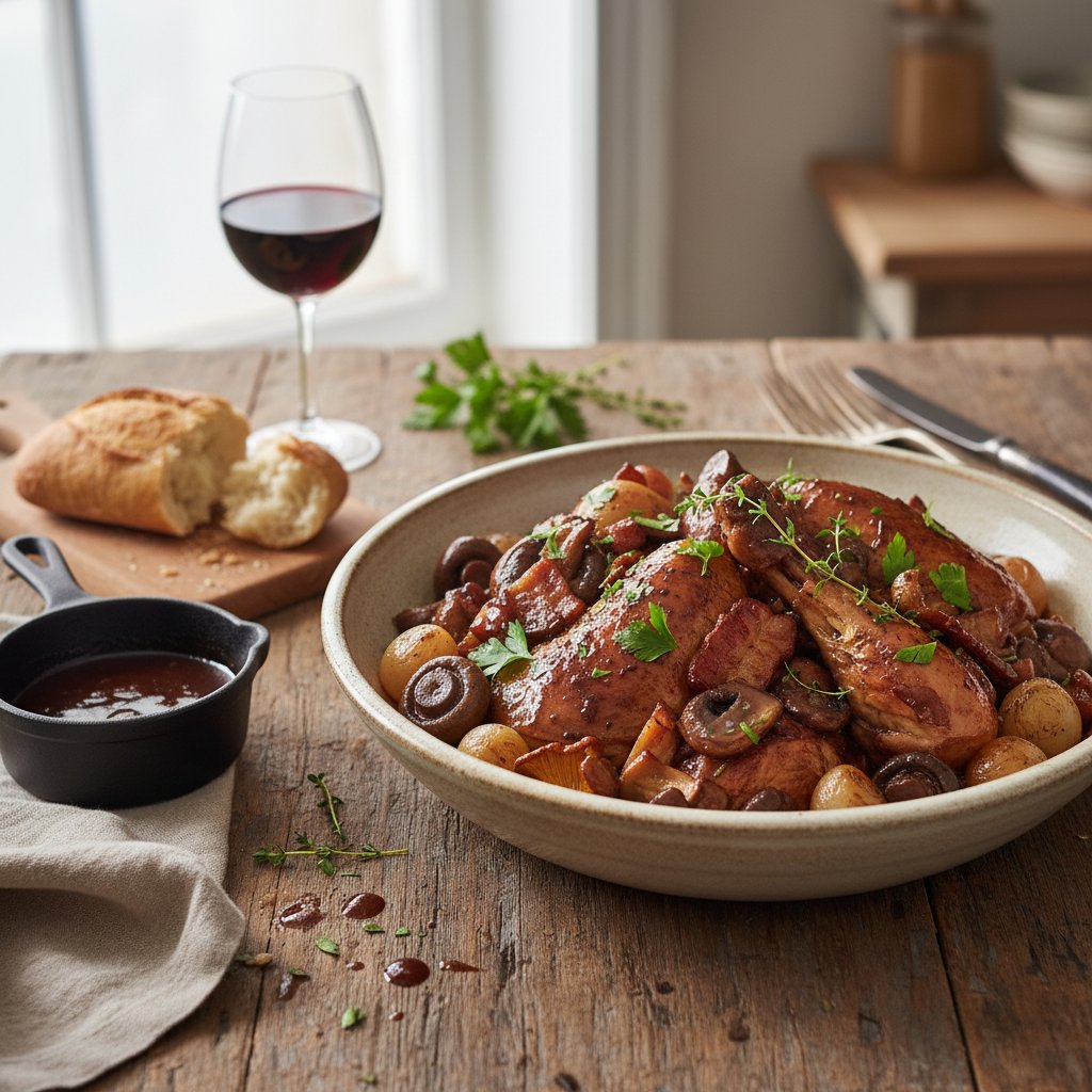 Classic French Coq au Vin with Mushrooms