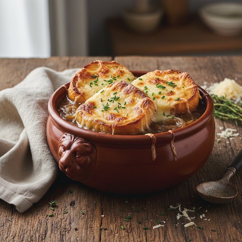 Classic French Onion Soup with Gruyère Croutons
