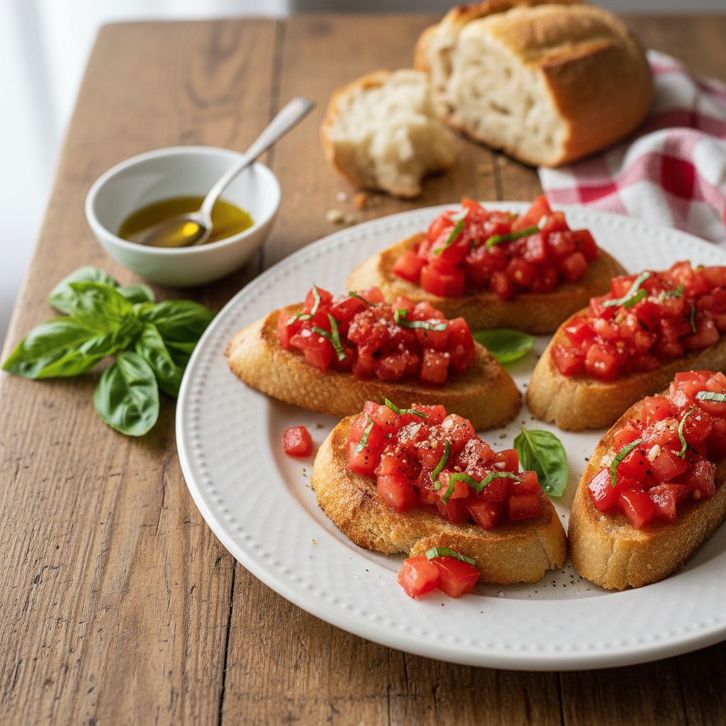 Classic Italian Bruschetta with Tomato and Basil