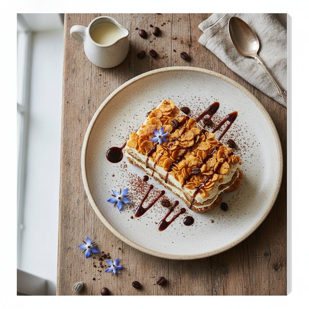 Crackling Cereal Milk Tiramisu with Espresso Drizzle