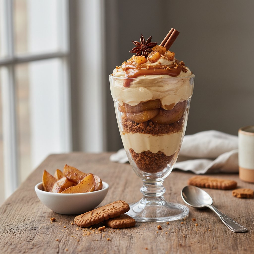 Creamy Caramel Biscoff Parfait with Spiced Pears