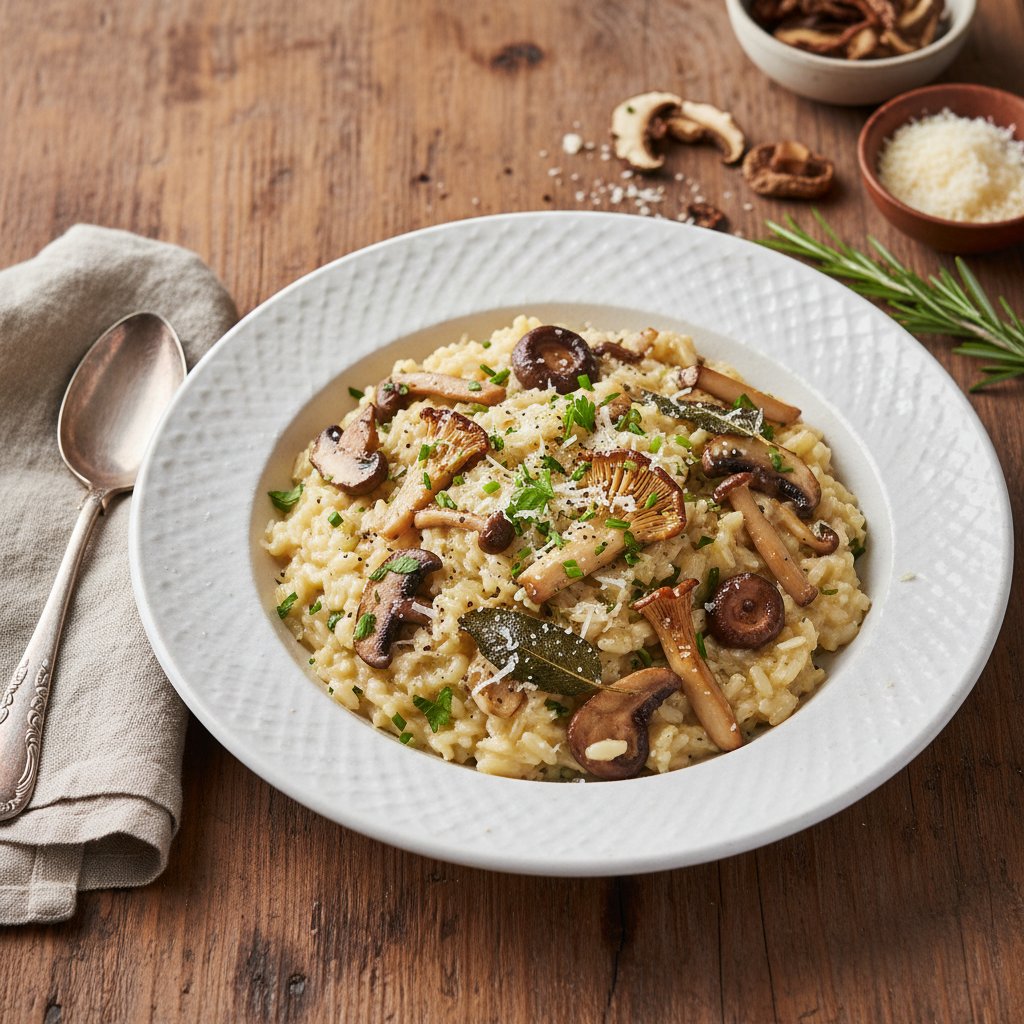 Creamy Garlic Parmesan Risotto with Wild Mushrooms