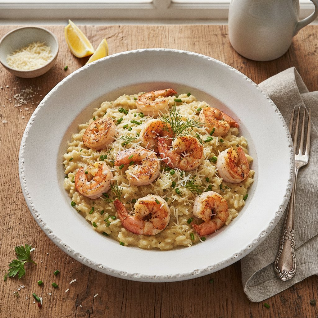 Creamy Herb-Infused Shrimp Risotto with Parmesan
