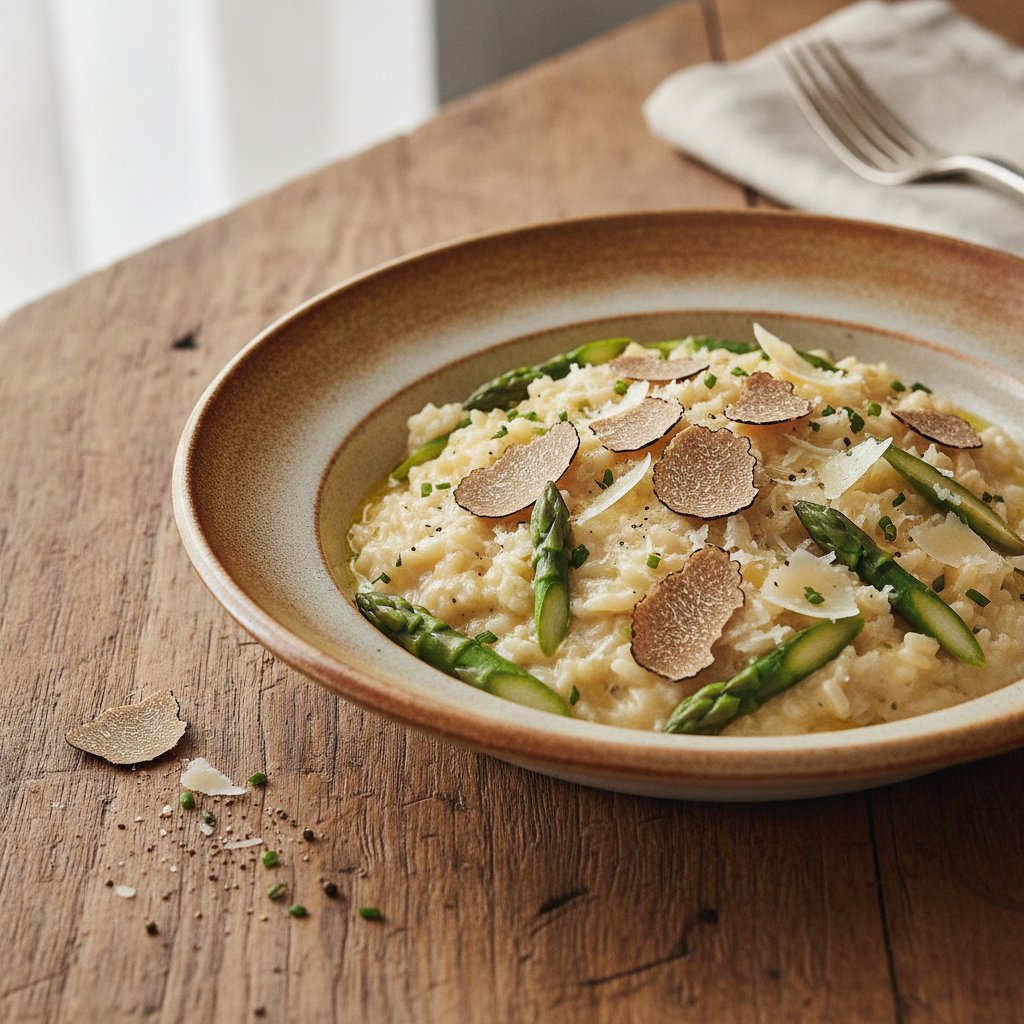 Creamy Italian Truffle Risotto with Parmesan and Asparagus